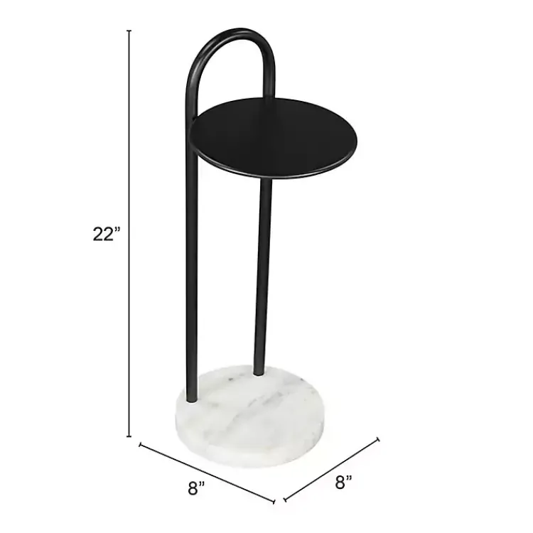Accent & End Tables-Kirklands Home Black Metal & Marble Loop Accent Table White