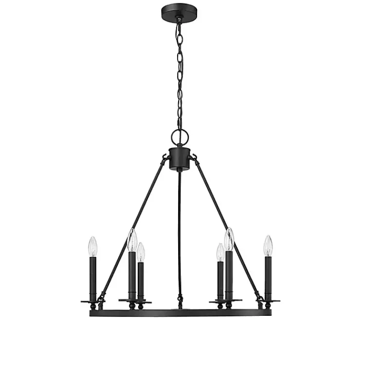 Chandeliers & Pendant Lighting-Kirklands Home Metal Round Florence Chandelier Black