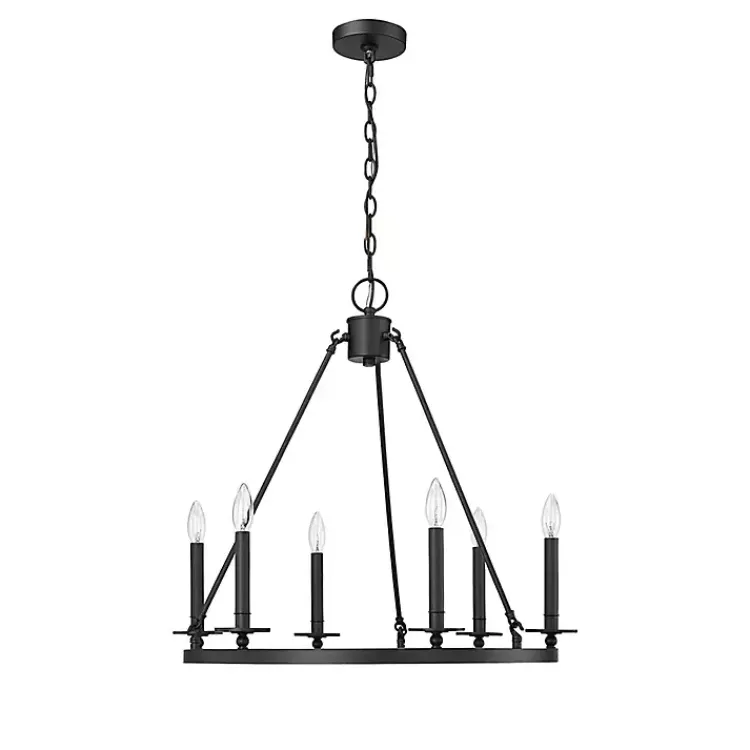 Chandeliers & Pendant Lighting-Kirklands Home Metal Round Florence Chandelier Black