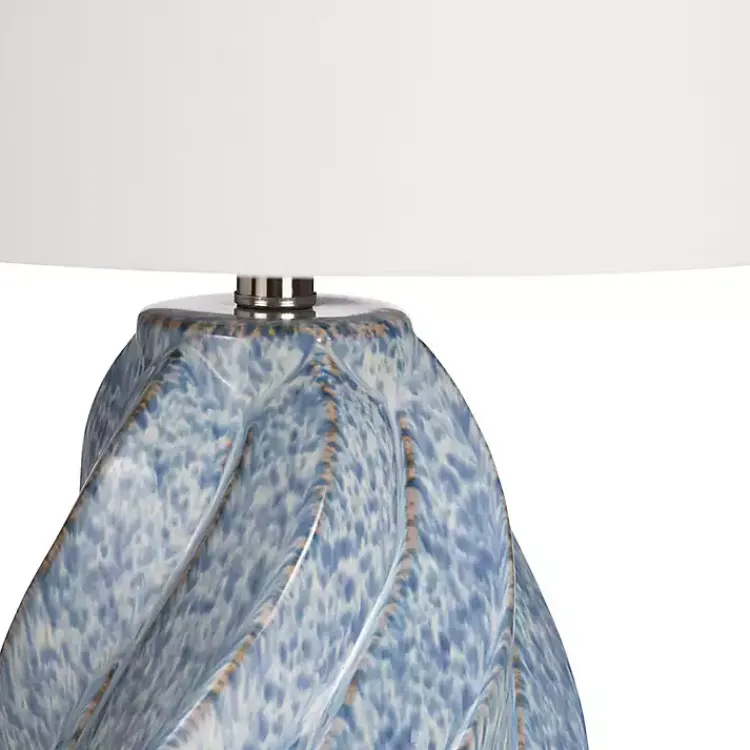 Table Lamps-Kirklands Home Blue Swirl Ceramic Table Lamp White