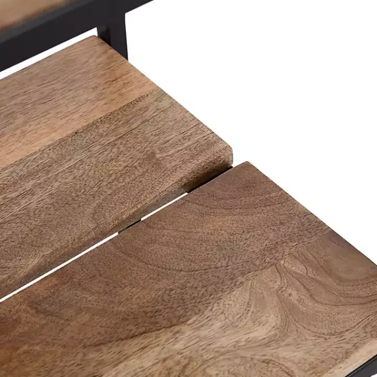 Console Tables-Kirklands Home Natural Wood Metal Console Table Black