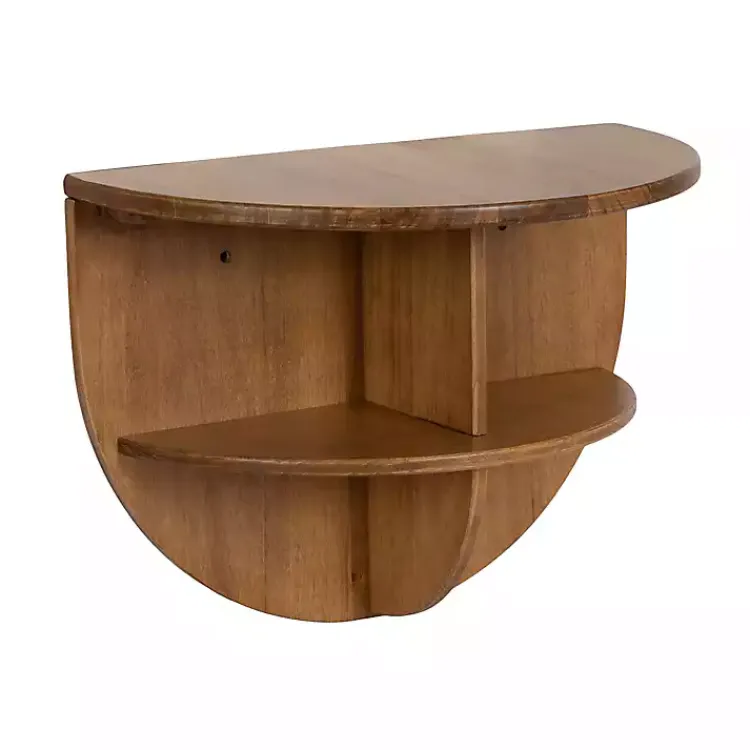 Accent & End Tables-Kirklands Home Rustic Wood Half Moon Floating Accent Table Brown