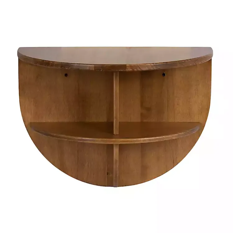 Accent & End Tables-Kirklands Home Rustic Wood Half Moon Floating Accent Table Brown