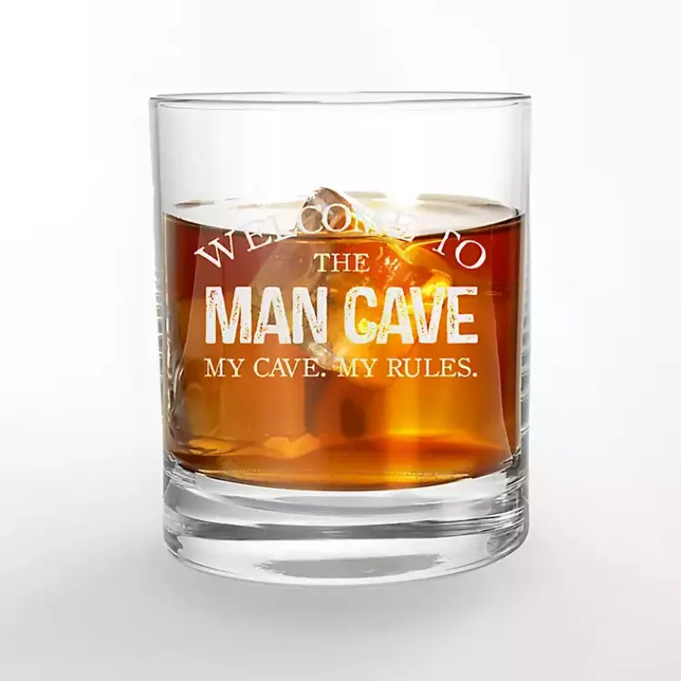 Glassware & Drinkware-Kirklands Home Welcome to the Man Cave Whiskey Glasses, Set of 2 Clear
