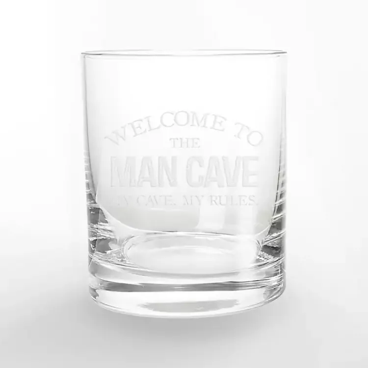 Glassware & Drinkware-Kirklands Home Welcome to the Man Cave Whiskey Glasses, Set of 2 Clear