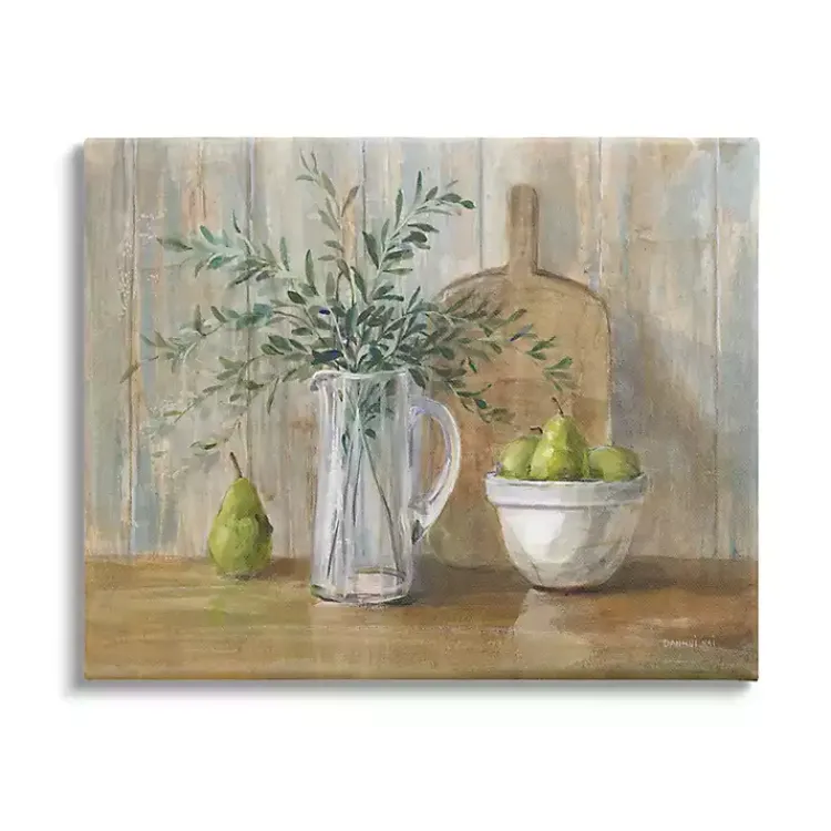 Canvas Art-Kirklands Home Pears and Greenery Still Life Canvas Art Print