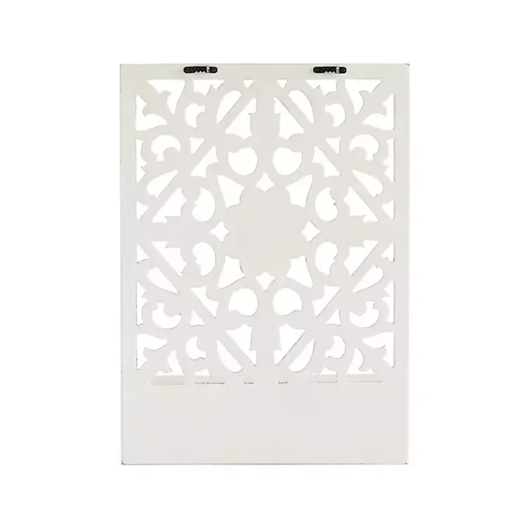 Wall Storage-Kirklands Home Distressed White Floral Carved Wall Shelf