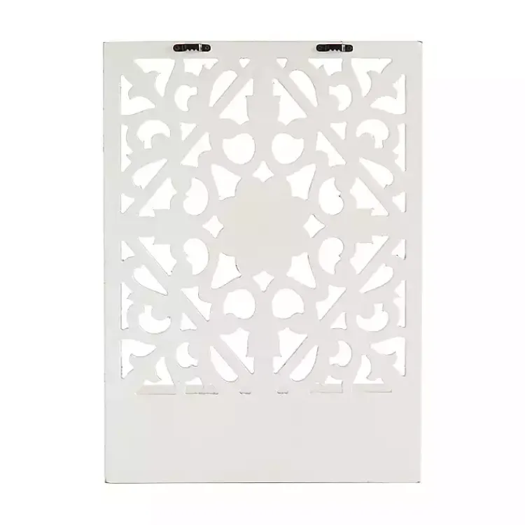 Wall Storage-Kirklands Home Distressed White Floral Carved Wall Shelf