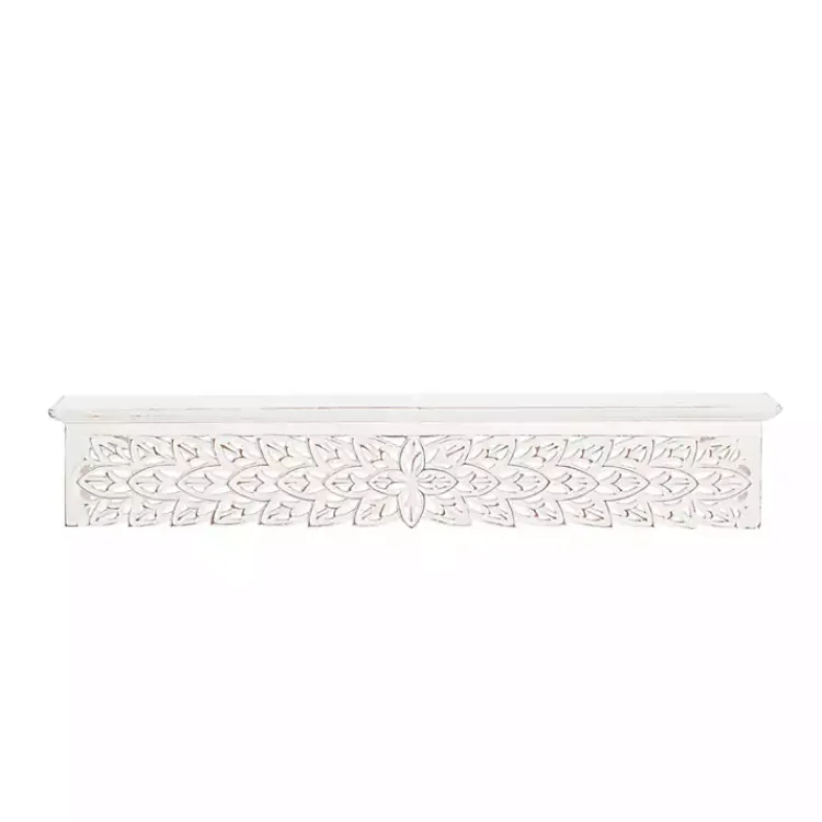 Shelves-Kirklands Home White Carved Floral Decorative Wall Shelf
