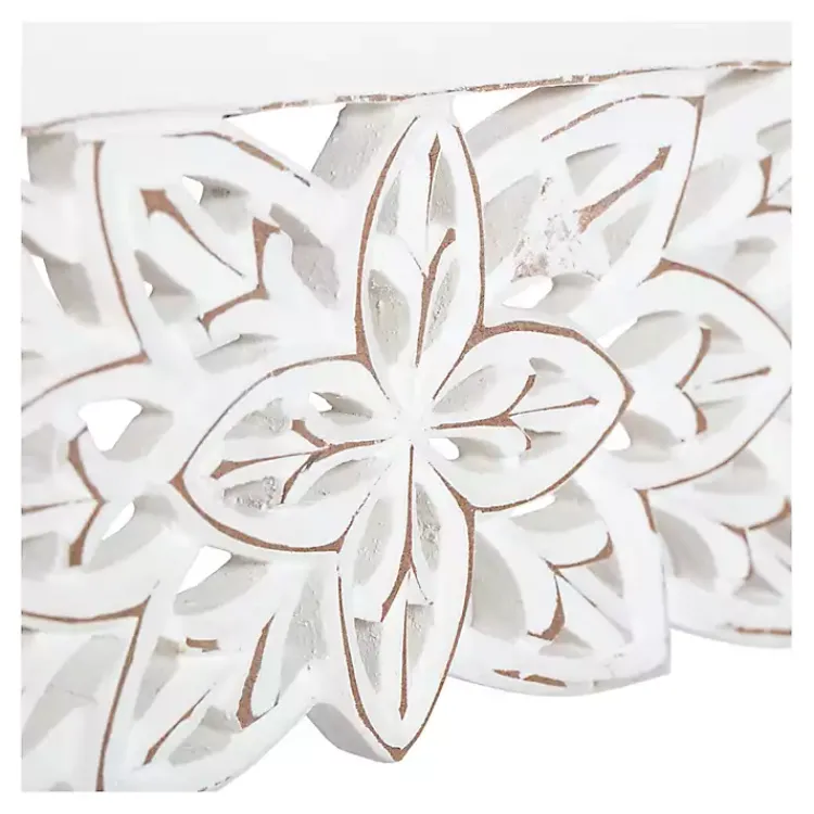 Shelves-Kirklands Home White Carved Floral Decorative Wall Shelf