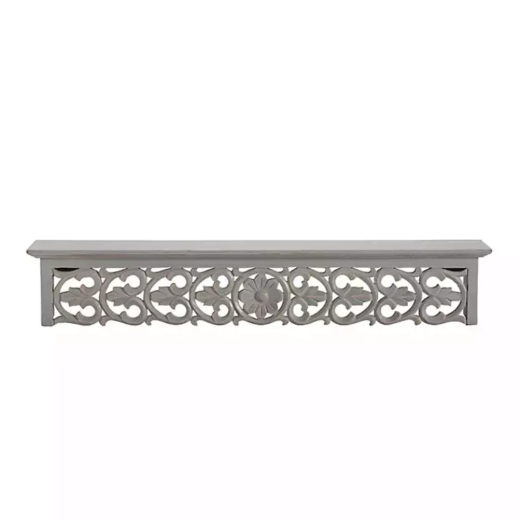 Shelves-Kirklands Home Gray Carved Floral Decorative Wall Shelf