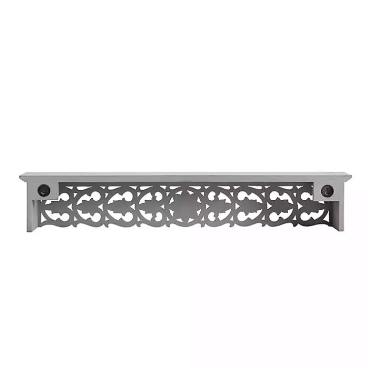 Shelves-Kirklands Home Gray Carved Floral Decorative Wall Shelf