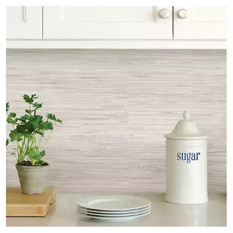 Wall Murals & Wallpaper-Kirklands Home Cream Grassweave Peel and Stick Wallpaper