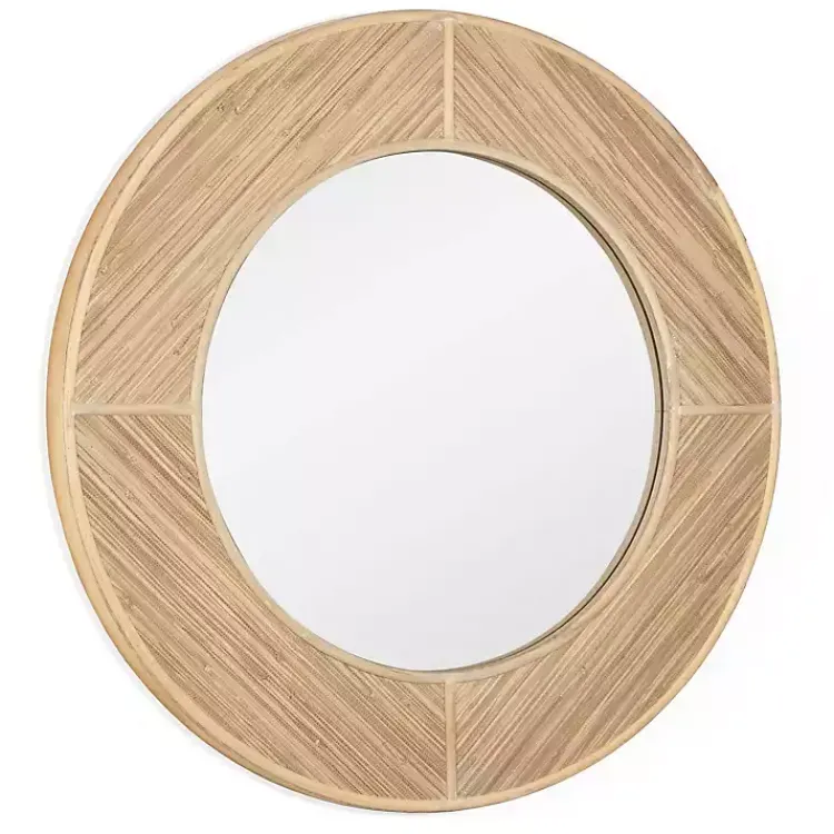 Decorative Mirrors-Kirklands Home Round Elyas Natural Rattan Wall Mirror