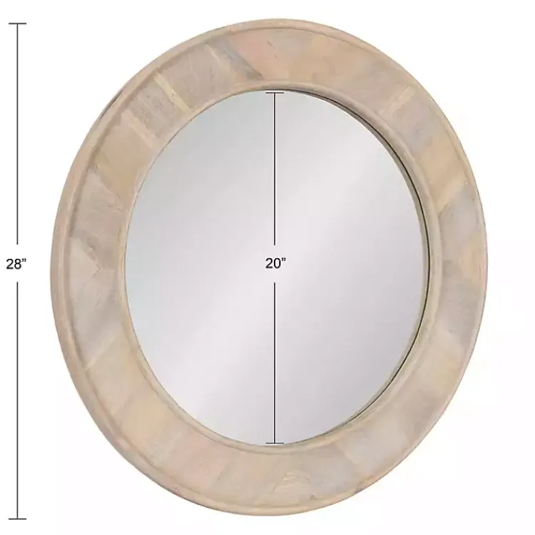 Decorative Mirrors-Kirklands Home washed Woodgrain Round Wall Mirror White