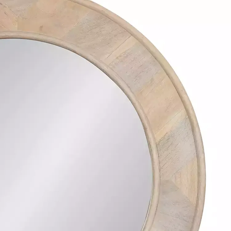 Decorative Mirrors-Kirklands Home washed Woodgrain Round Wall Mirror White