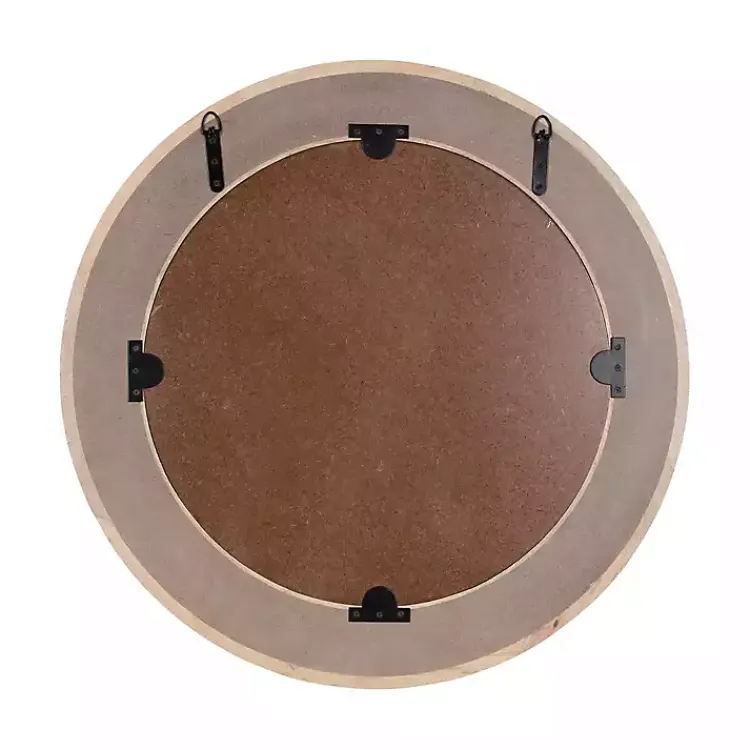 Decorative Mirrors-Kirklands Home washed Woodgrain Round Wall Mirror White