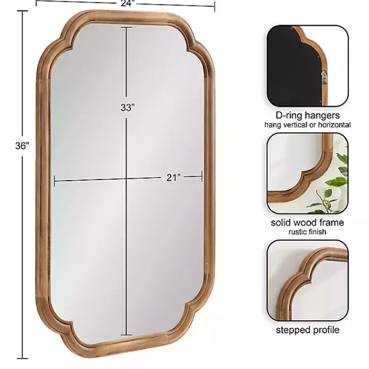 Decorative Mirrors-Kirklands Home Rustic Wood Scallop Wall Mirror