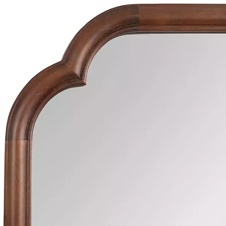 Decorative Mirrors-Kirklands Home Walnut Wood Scallop Wall Mirror Brown