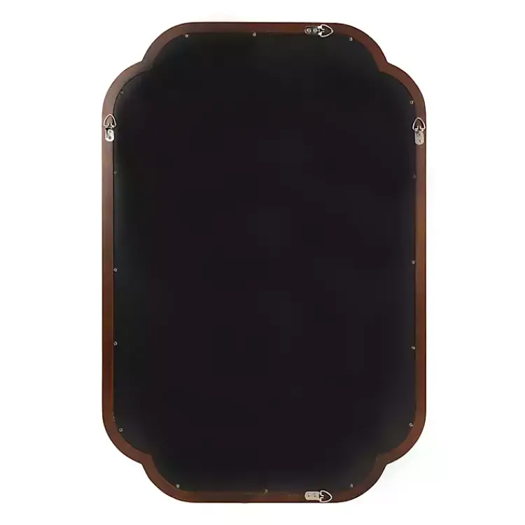 Decorative Mirrors-Kirklands Home Walnut Wood Scallop Wall Mirror Brown