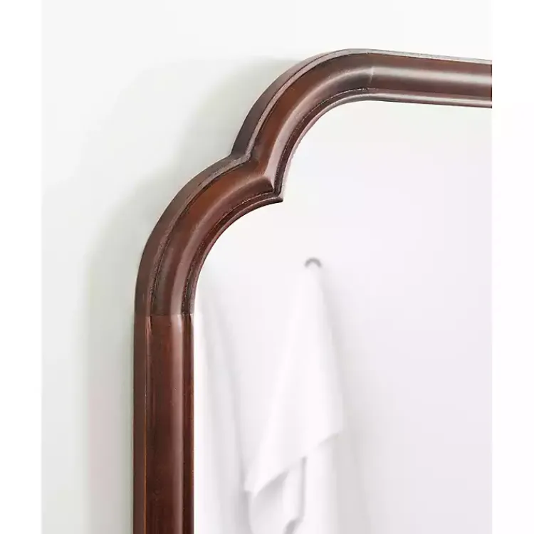 Decorative Mirrors-Kirklands Home Walnut Wood Scallop Wall Mirror Brown