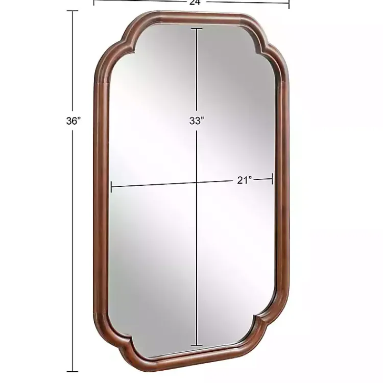 Decorative Mirrors-Kirklands Home Walnut Wood Scallop Wall Mirror Brown