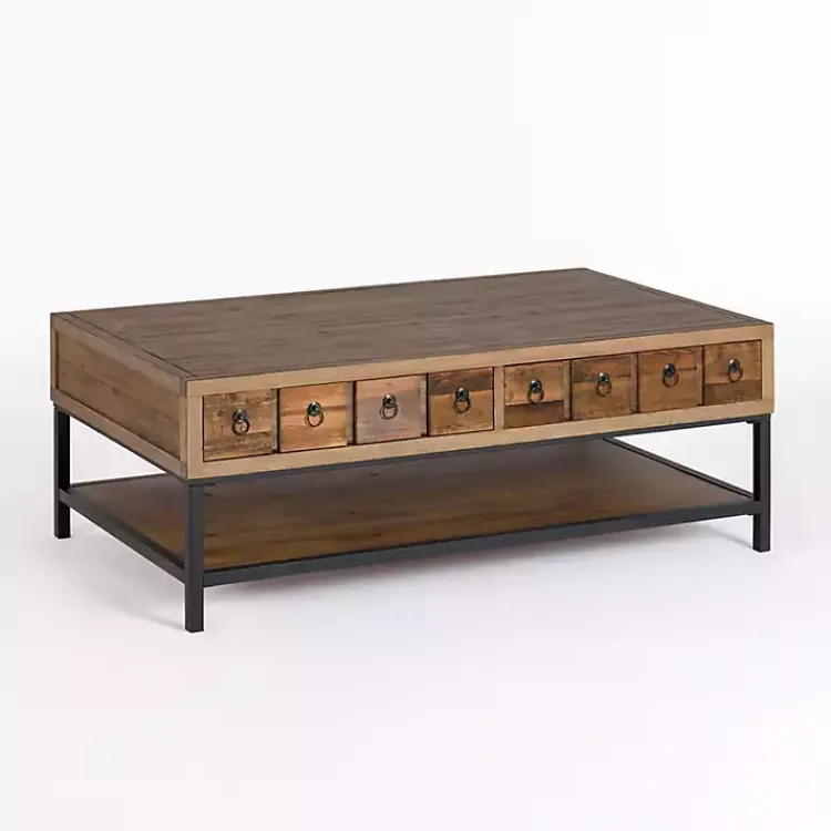 Coffee Tables-Kirklands Home Reclaimed Wood Keeping Drawers Coffee Table Brown