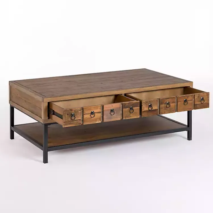 Coffee Tables-Kirklands Home Reclaimed Wood Keeping Drawers Coffee Table Brown
