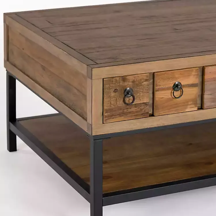 Coffee Tables-Kirklands Home Reclaimed Wood Keeping Drawers Coffee Table Brown