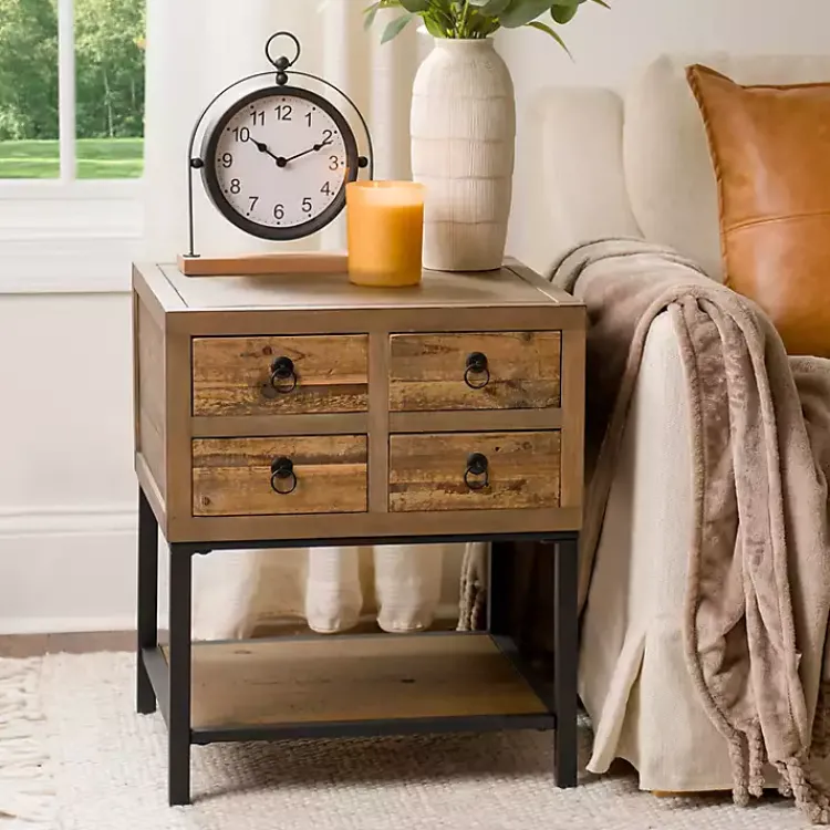 Accent & End Tables-Kirklands Home Reclaimed Wood Accent Table with Keeping Drawers Brown