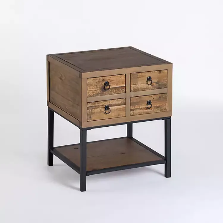 Accent & End Tables-Kirklands Home Reclaimed Wood Accent Table with Keeping Drawers Brown