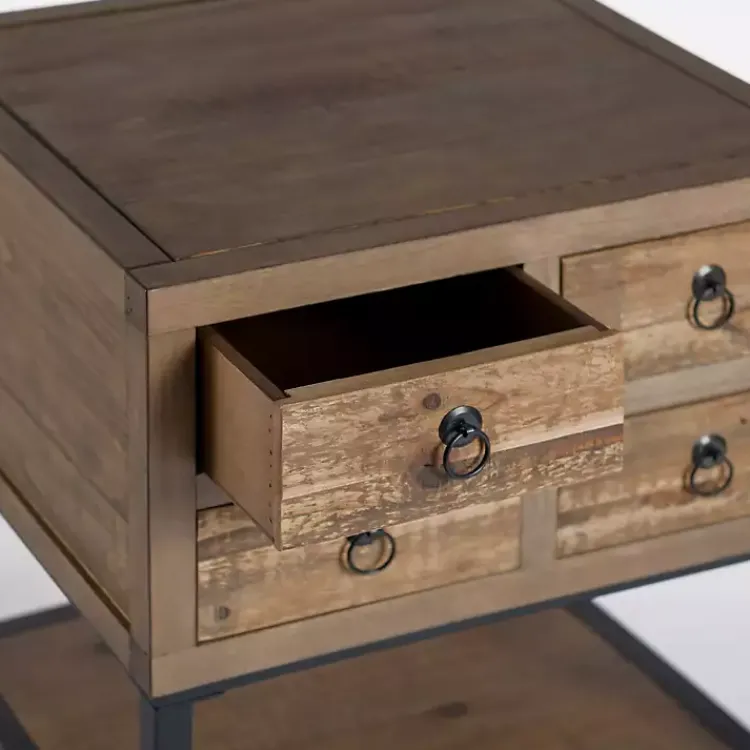 Accent & End Tables-Kirklands Home Reclaimed Wood Accent Table with Keeping Drawers Brown