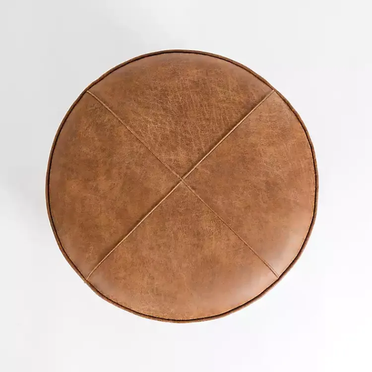 Benches & Ottomans-Kirklands Home Wyatt Faux Leather Storage Ottoman Brown