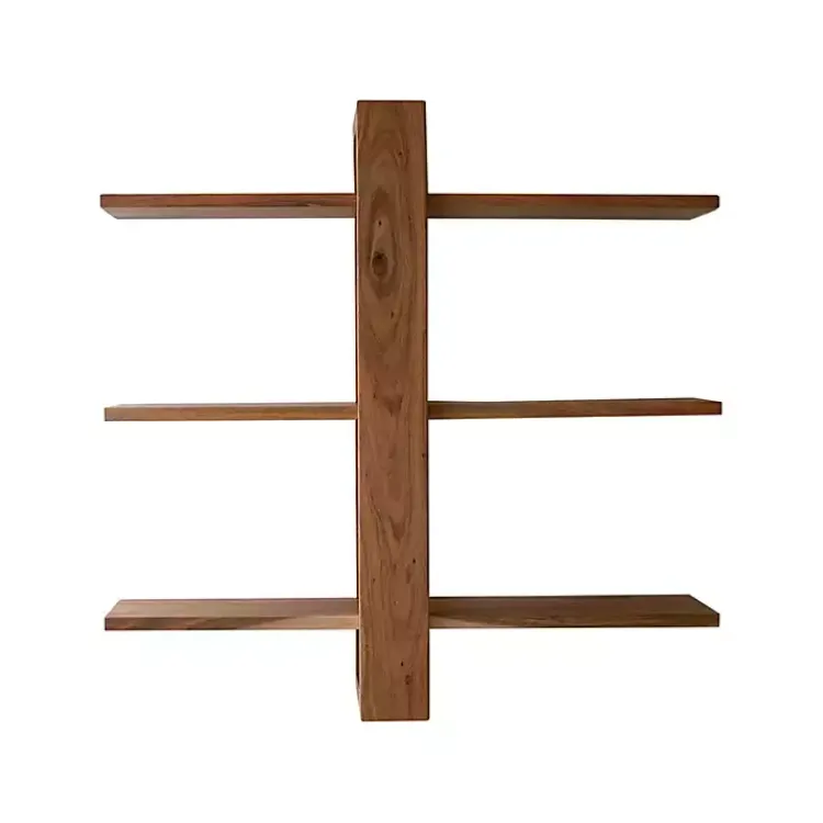 Shelves-Kirklands Home Adjustable 3-Tier Acacia Wood Wall Shelf