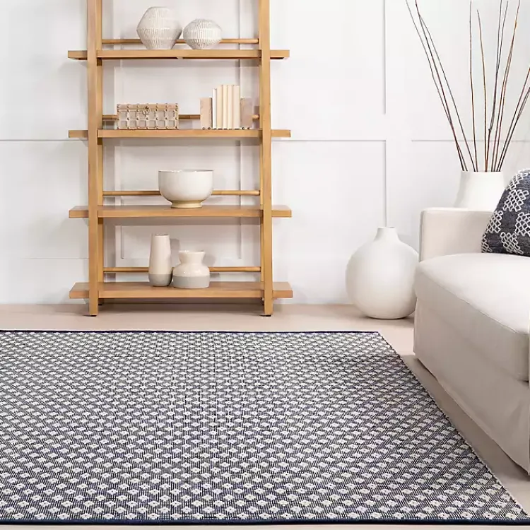 Area Rugs-Kirklands Home Dark Gray and Ivory Dainty Diamond Area Rug, 5x8