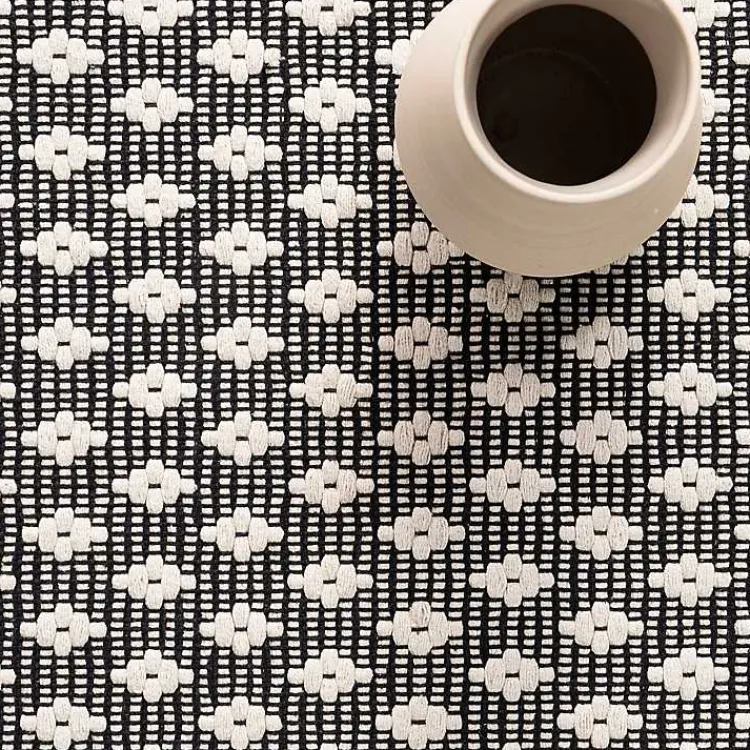 Area Rugs-Kirklands Home Black and Ivory Dainty Diamond Area Rug, 5x8