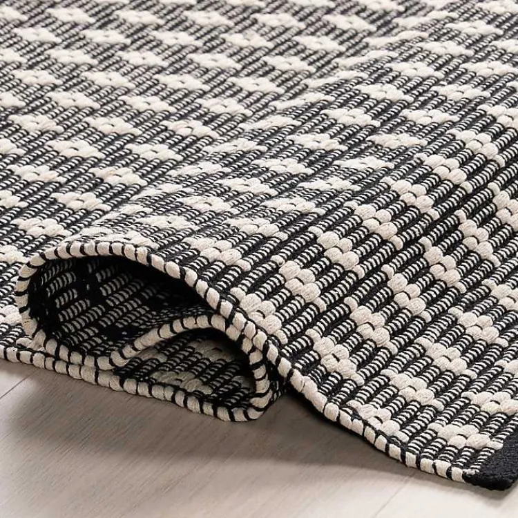 Area Rugs-Kirklands Home Black and Ivory Dainty Diamond Area Rug, 4x6