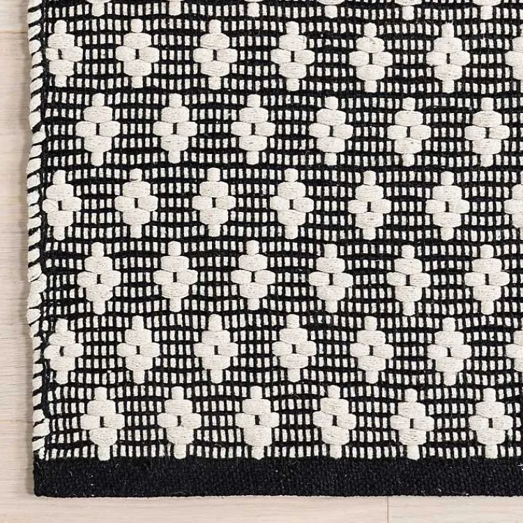 Area Rugs-Kirklands Home Black and Ivory Dainty Diamond Area Rug, 4x6
