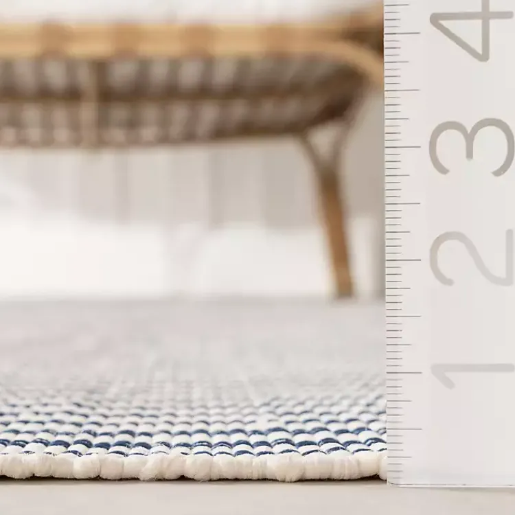 Area Rugs-Kirklands Home Blue & White Pinstripe Indoor/Outdoor Rug, 5x8