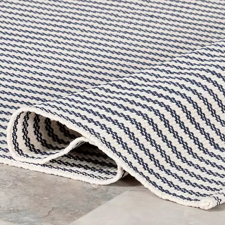 Area Rugs-Kirklands Home Blue & White Pinstripe Indoor/Outdoor Rug, 5x8