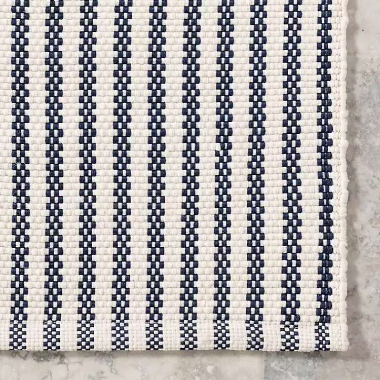 Area Rugs-Kirklands Home Blue & White Pinstripe Indoor/Outdoor Rug, 5x8