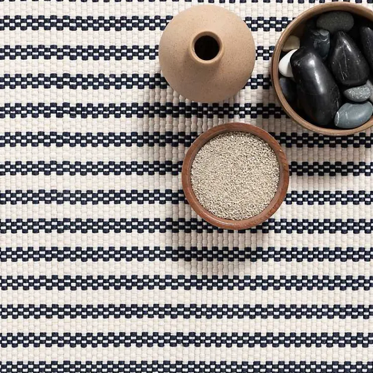 Area Rugs-Kirklands Home Blue & White Pinstripe Indoor/Outdoor Rug, 5x8