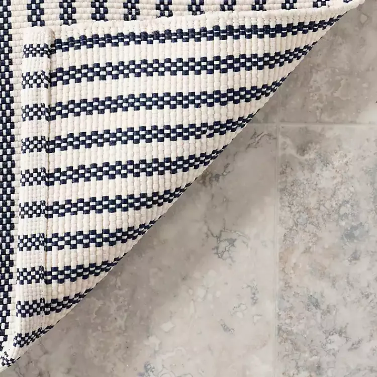 Area Rugs-Kirklands Home Blue & White Pinstripe Indoor/Outdoor Rug, 5x8