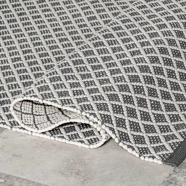 Area Rugs-Kirklands Home Gray & White Trellis Indoor/Outdoor Rug, 4x6