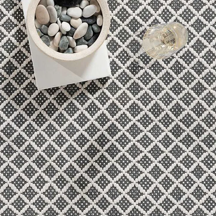 Area Rugs-Kirklands Home Gray & White Trellis Indoor/Outdoor Rug, 4x6