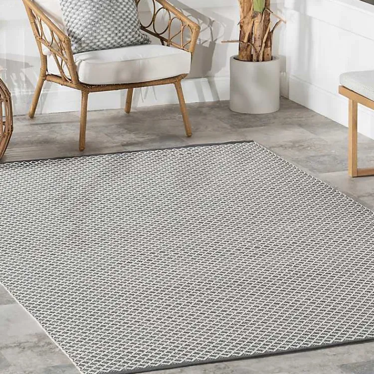 Area Rugs-Kirklands Home Gray & White Trellis Indoor/Outdoor Rug, 4x6
