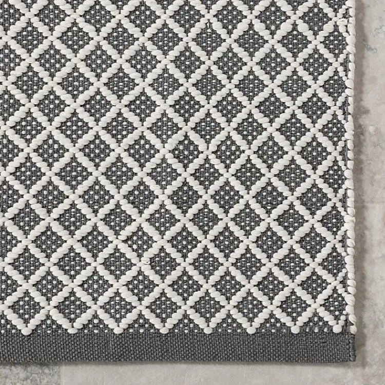 Area Rugs-Kirklands Home Gray & White Trellis Indoor/Outdoor Rug, 5x8