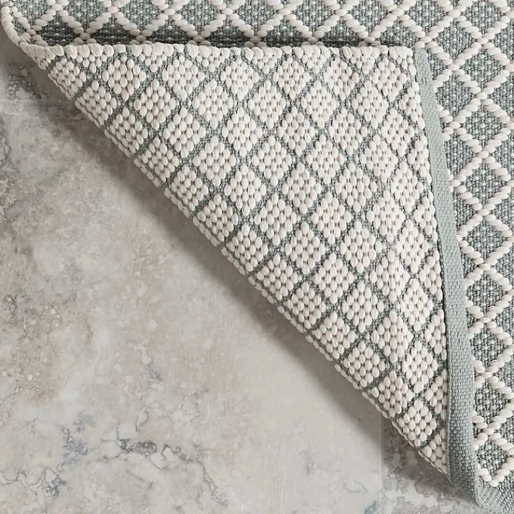 Area Rugs-Kirklands Home Blue & White Trellis Indoor/Outdoor Rug, 5x8