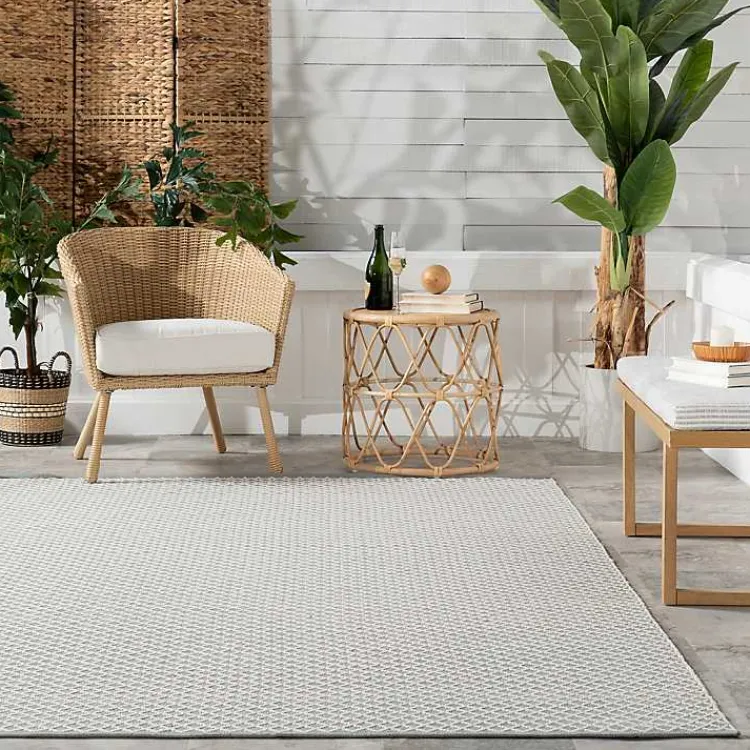 Area Rugs-Kirklands Home Blue & White Trellis Indoor/Outdoor Rug, 5x8