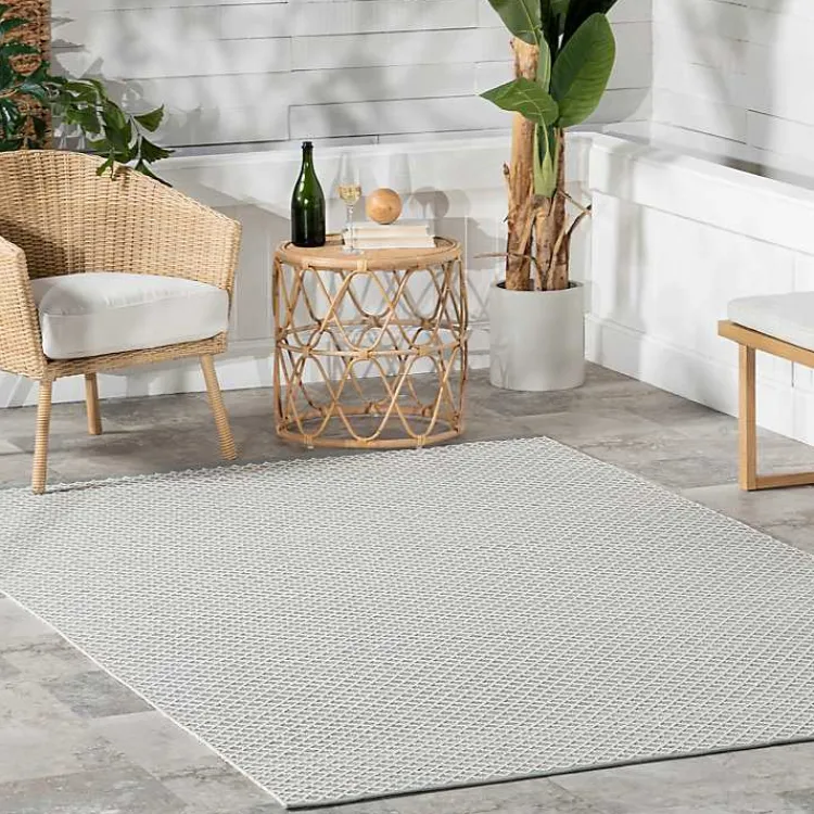 Area Rugs-Kirklands Home Blue & White Trellis Indoor/Outdoor Rug, 4x6